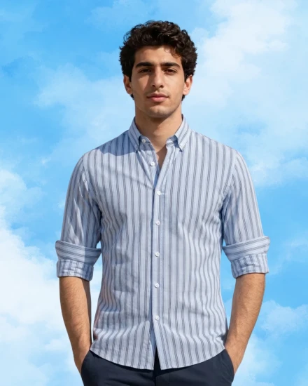 Blue & White Stripe Casual Shirt