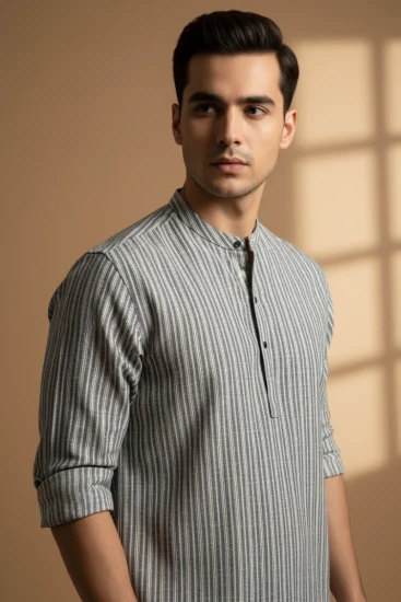 Men’s Grey & White Stripe Katua