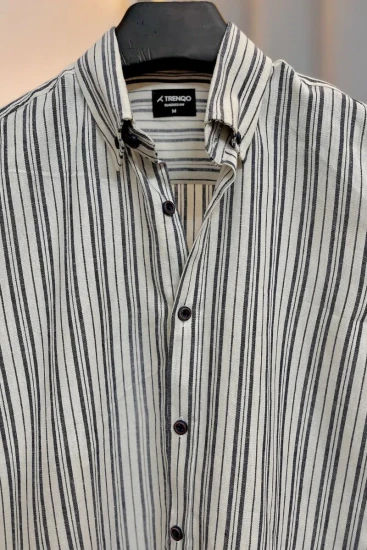 White & Black Vertical Stripe Casual Shirt