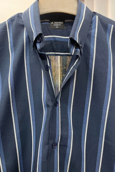Bold Vertical Stripe Navy Blue shirt
