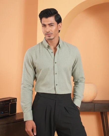 Modern Fit Sage Green Button-Down Shirt