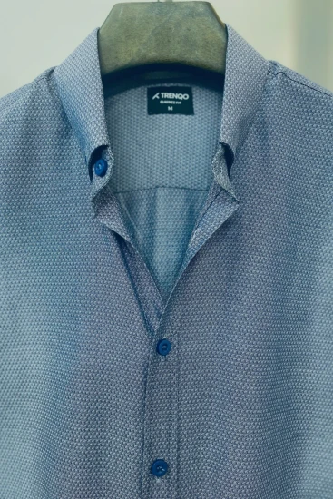 Elegant Sky Blue Textured Full Sleeve Shirt for Men